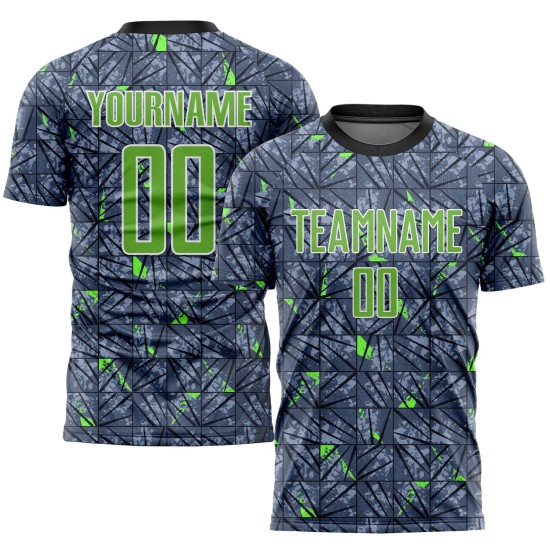 Camiseta de fútbol gris personalizada con sublimación neón verde y negro
