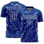 Camiseta personalizada de fútbol Royal Lightning, uniforme blanco de sublimación