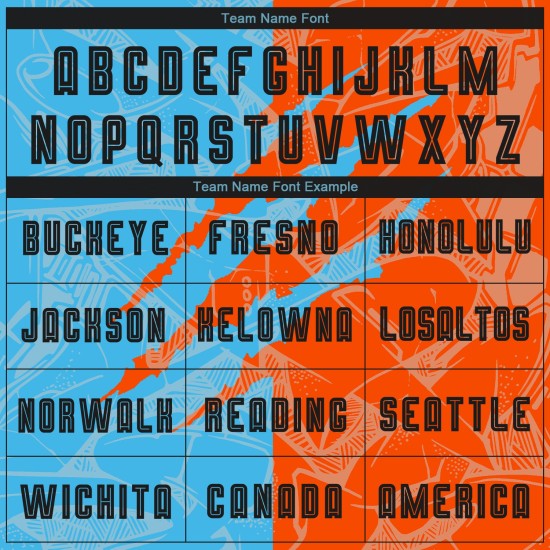 Camiseta de fútbol personalizada con estampado de grafiti de sublimación azul-naranja y negro, uniforme Sky