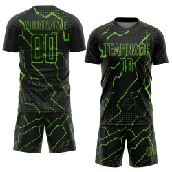Camiseta de fútbol Aurora verde relámpago, uniforme negro de sublimación, personalizada