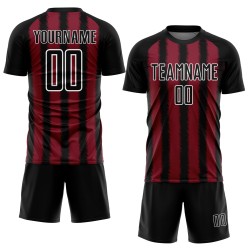 Camiseta de fútbol personalizada de sublimación en negro carmesí y blanco. Camiseta de fútbol personalizada de sublimación en negro carmesí y blanco.