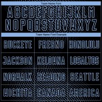 Uniforme de fútbol con líneas de sublimación geométricas, camiseta negra personalizada, azul claro