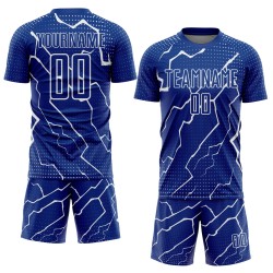 Camiseta personalizada de fútbol Royal Lightning, uniforme blanco de sublimación