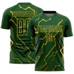 Camiseta de sublimación verde personalizada del uniforme dorado de Lightning Soccer