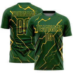 Camiseta de sublimación verde personalizada del uniforme dorado de Lightning Soccer