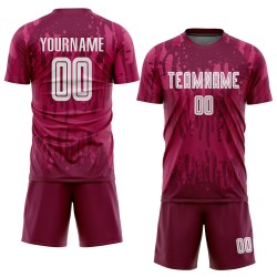 Uniforme de sublimación, camiseta de fútbol personalizada de visitante, color carmesí, blanco
