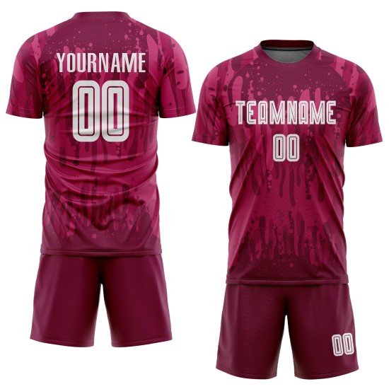 Uniforme de sublimación, camiseta de fútbol personalizada de visitante, color carmesí, blanco