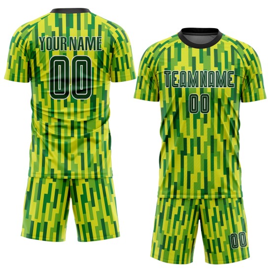 Camiseta de fútbol personalizada verde neón, sublimación verde-dorada