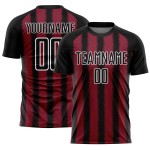Camiseta de fútbol personalizada de sublimación en negro carmesí y blanco.