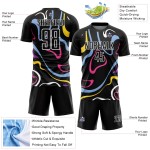 Camiseta de fútbol blanca con fluidos, uniforme, sublimación, formas, negra, personalizada