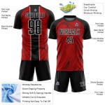 Camiseta de fútbol roja fluida abstracta, negra y blanca, uniforme de sublimación personalizado