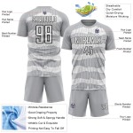 Camiseta de fútbol personalizada de sublimación, color blanco y negro, con rayas grises