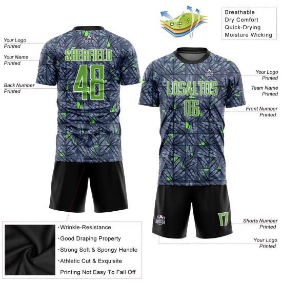 Camiseta de fútbol gris personalizada con sublimación neón verde y negro